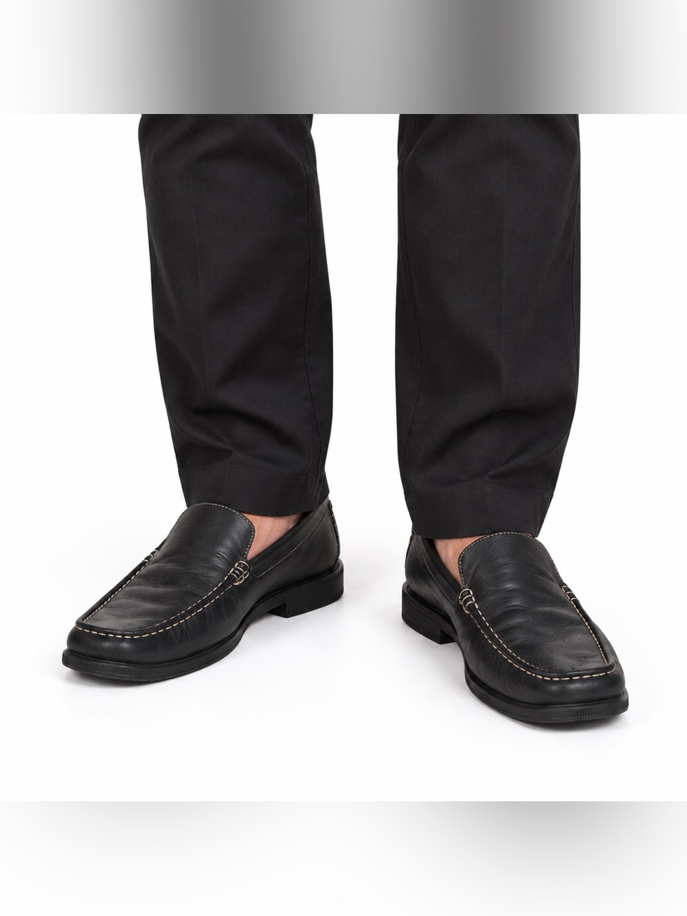 Rockport Men’s 9M Black Leather Slip On Loafers Comfort Work Shoes SPM13031
